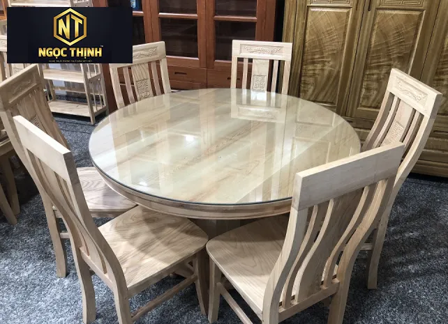 BÀN ĂN TRÒN GỖ SỒI GIÁ TỐT LONG THÀNH